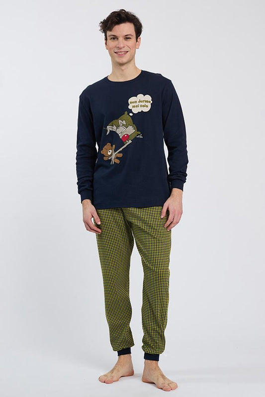 PIGIAMA UOMO BLU/VERDE 6815 DORMO SOLO HAPPY PEOPLE