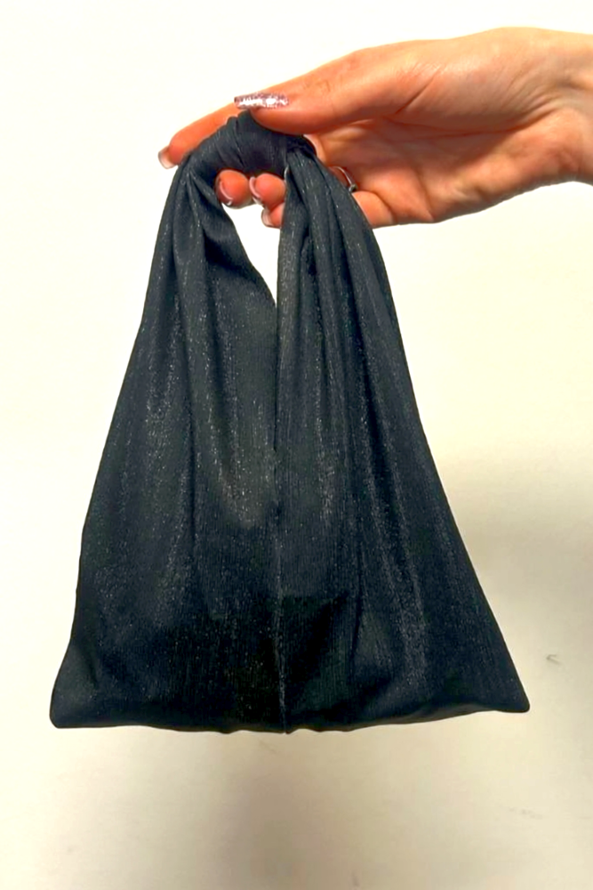POCHETTE NERO LUREX BE BEACH