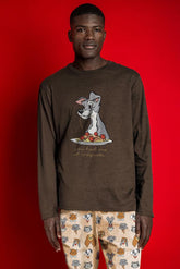 PIGIAMA UOMO CIOCCOLATO PEANUTS 63906 LOVE DINNER PEANUTS