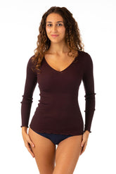 MAGLIA A MANICHE LUNGHE DONNA LANA E SETA 3486 VIOLA Oscalito