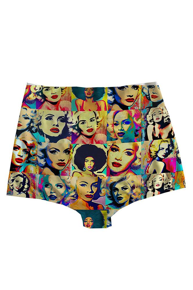 MIX SLIP DONNA AZZURRO HIGH WAIST WOMAN FACE HAPPY UNDIES