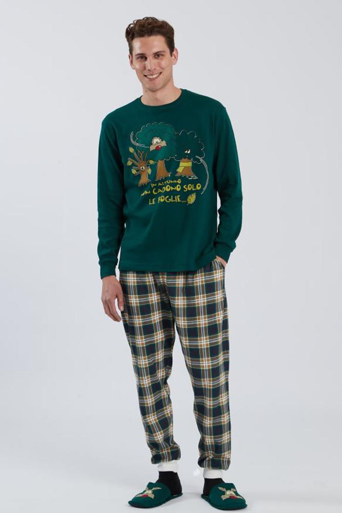 PIGIAMA UOMO VERDE 6425 FOGLIE HAPPY PEOPLE