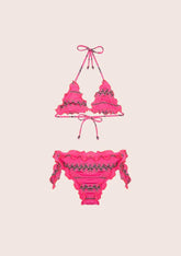 BIKINI BAMBINA FXXK TRIANGOLO slip con i fiocchi Fucsia