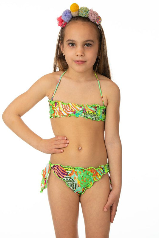 BIKINI BAMBINA FXXK FASCIA slip con fiocchi Verde