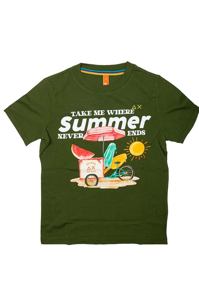 MAGLIA T-SHIRT BAMBINO VERDE CPT34342 37 SUN 68