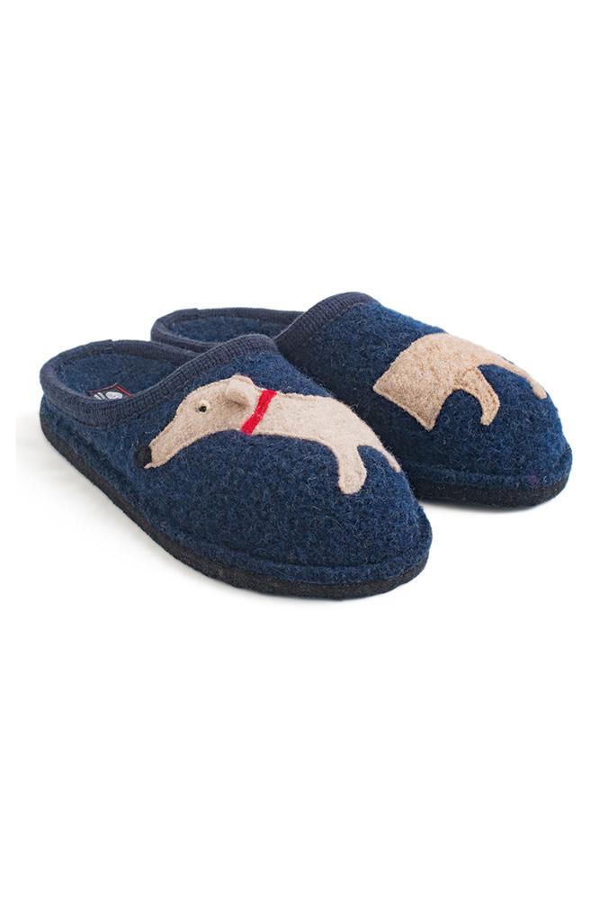 PANTOFOLE AUTUNNO/INVERNO UNISEX BLU DOGGY WALKSTOFF HAFLINGER