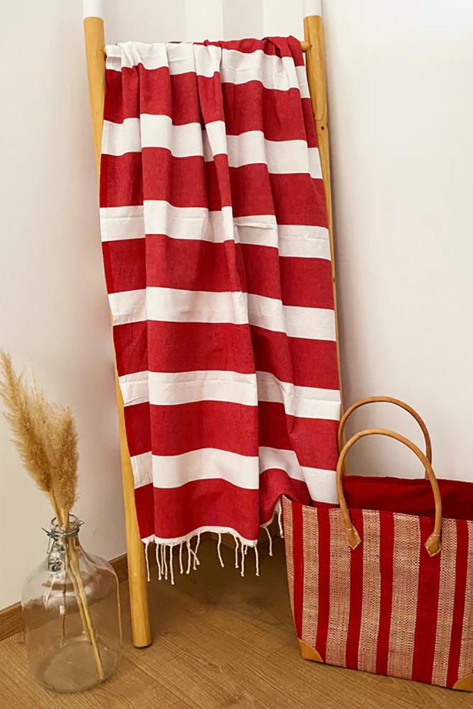 TELO MARE COTONE UNISEX ROSSO TRANSAT ROUGE COMPTOIR DE LA PLAGE