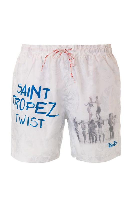BOXER Uomo BOB con elastico CORTO Bianco