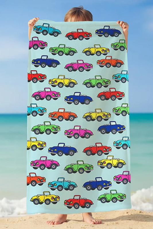 TELO MARE MICROFIBRA BAMBINO AZZURRO DREAMY CARS COMPTOIR DE LA PLAGE