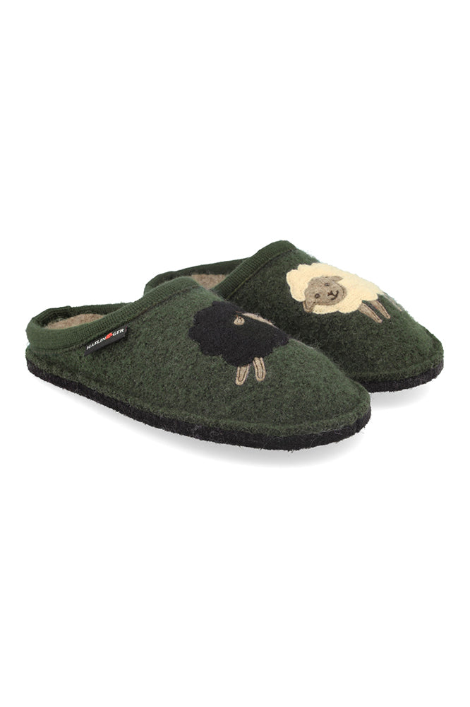 PANTOFOLE AUTUNNO/INVERNO UNISEX  VERDE PECORELLE MOOS HAFLINGER 