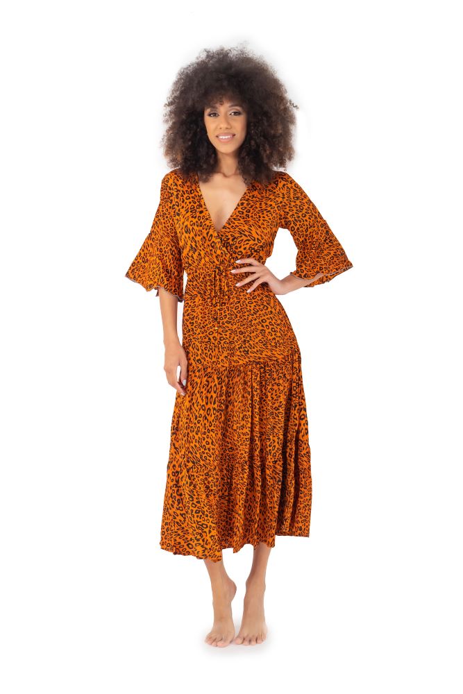 ABITO DONNA  ANIMALIER 23127 ARANCIO ICONIQUE 