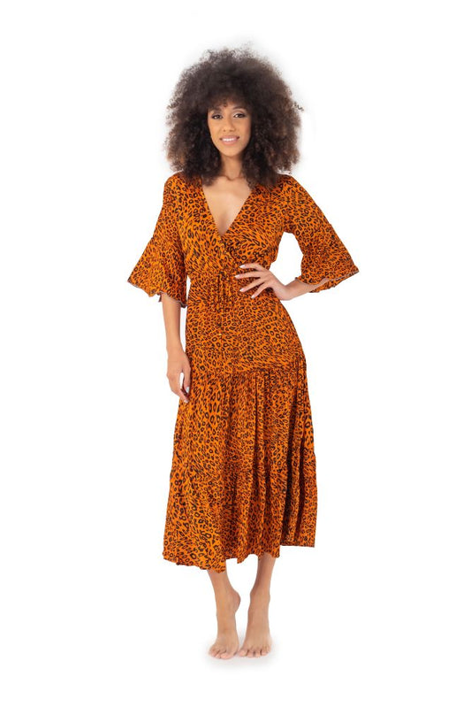 ABITO DONNA  ANIMALIER 23127 ARANCIO ICONIQUE 