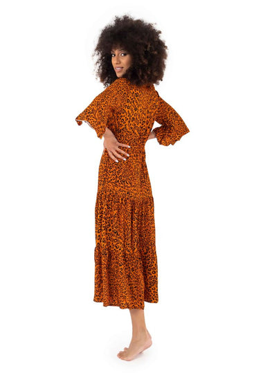 ABITO DONNA  ANIMALIER 23127 ARANCIO ICONIQUE 