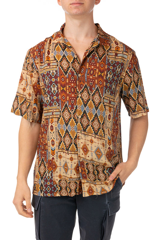 MAGLIA CAMICIA UOMO  MARRONE BOOWLING UBUD TOOCO 