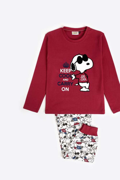 PIGIAMA AUTUNNO/INVERNO BAMBINA  BORDEAU 62459 BORDO PEANUTS 