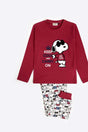 PIGIAMA AUTUNNO/INVERNO BAMBINA  BORDEAU 62459 BORDO PEANUTS 