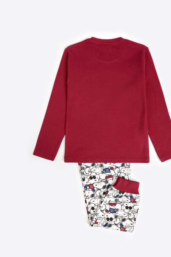 PIGIAMA AUTUNNO/INVERNO BAMBINA  BORDEAU 62459 BORDO PEANUTS 