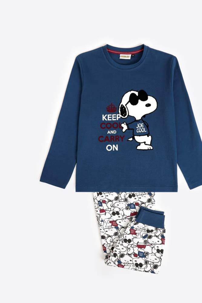 PIGIAMA AUTUNNO/INVERNO BAMBINO  BLU 62460 BLU PEANUTS 