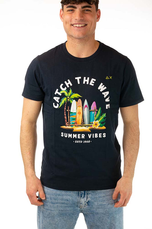 MAGLIA T-SHIRT UOMO  BLU NAVY T34142 07NAVY SUN 68 