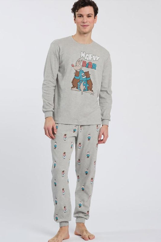 PIGIAMA UOMO GRIGIO 6702 HAPPY BEAR HAPPY PEOPLE 