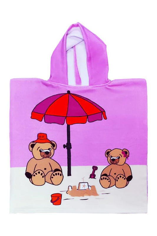 ACCAPPATOIO MICROFIBRA BAMBINO  ROSA PONCHO KIDS NOUNOURS COMPTOIR DE LA PLAGE 