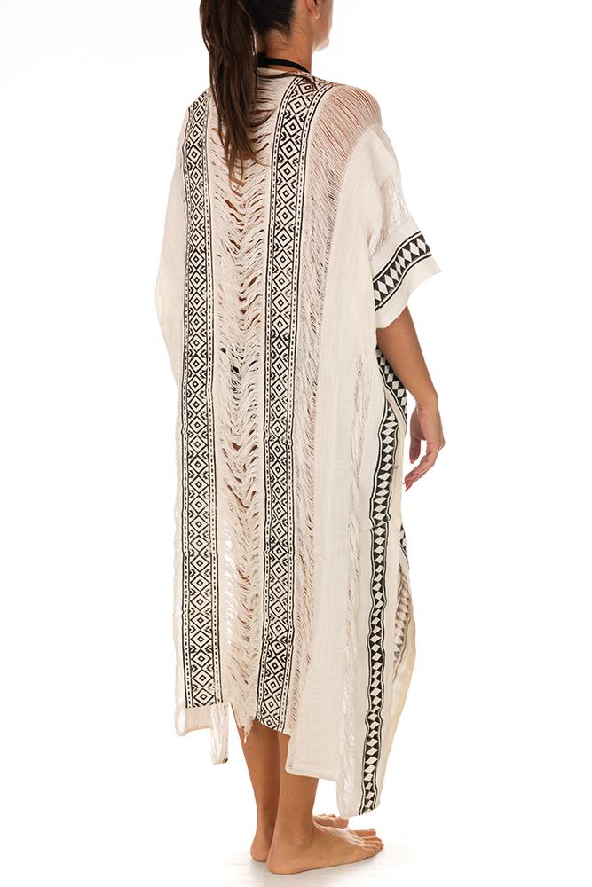 KAFTANO DONNA  BEIGE BIANCO KI566 BLACK PAHIESA 