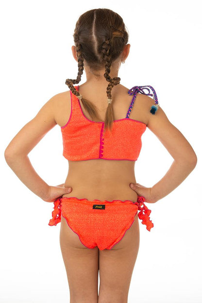 BIKINI BAMBINA FXXK FASCIA  slip con fiocchi Corallo