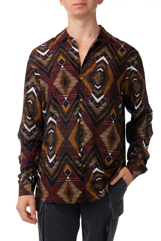 MAGLIA CAMICIA UOMO  MARRONE