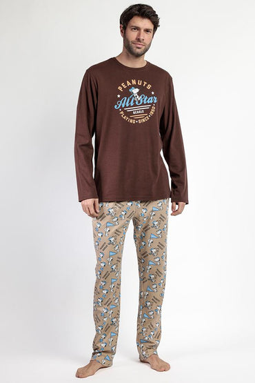 PIGIAMA UOMO CIOCCOLATO PEANUTS 63016 VARSITY PEANUTS 