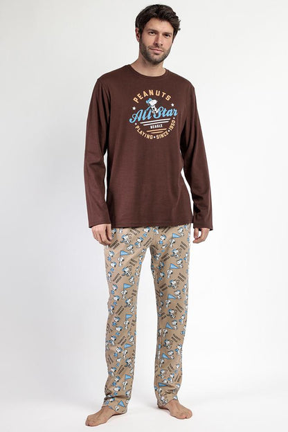 PIGIAMA UOMO CIOCCOLATO PEANUTS 63016 VARSITY PEANUTS 