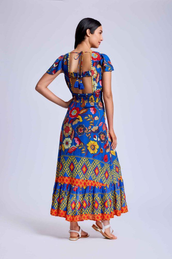 ABITO DONNA  BLU VI24-028 MULTICOLOR VACANZE ITALIANE 