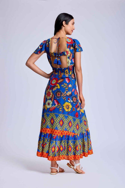 ABITO DONNA  BLU VI24-028 MULTICOLOR VACANZE ITALIANE 
