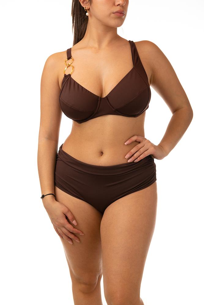 BIKINI Donna MARETTE FERRETTO Coppa C slip Alto Marrone