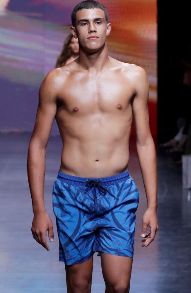 BOXER Uomo PIN UP con elastico  CORTO Azzurro