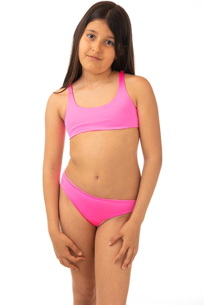 BIKINI BAMBINA  FLUO ROSA CATERINAFLUO ROSA SHOCKING BE BEACH 