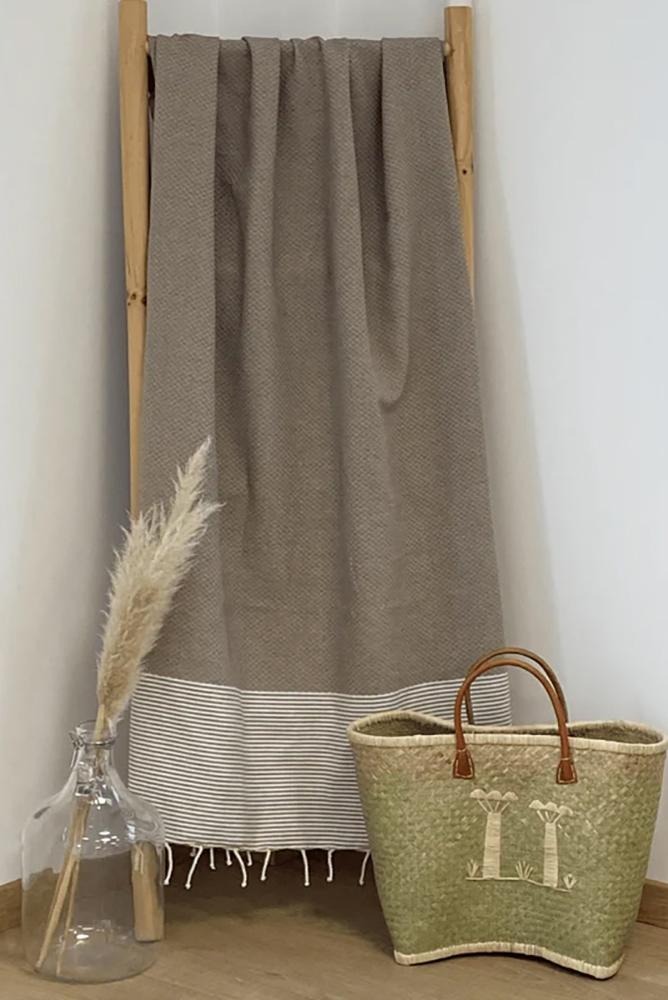 TELO MARE COTONE UNISEX  BEIGE MIKANDA TAUPE COMPTOIR DE LA PLAGE 