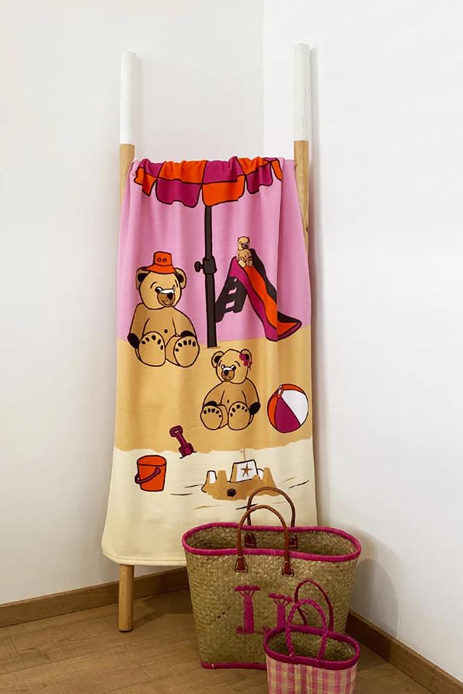 TELO MARE MICROFIBRA BAMBINO  ROSA KIDS NOUNOURS COMPTOIR DE LA PLAGE 
