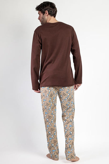 PIGIAMA UOMO CIOCCOLATO PEANUTS 63016 VARSITY PEANUTS 