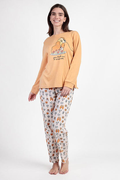 PIGIAMA DONNA CAMMELLO DISNEY 63676 LOVE DINNER DISNEY 