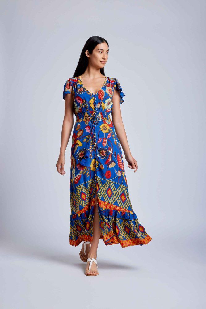 ABITO DONNA  BLU VI24-028 MULTICOLOR VACANZE ITALIANE 