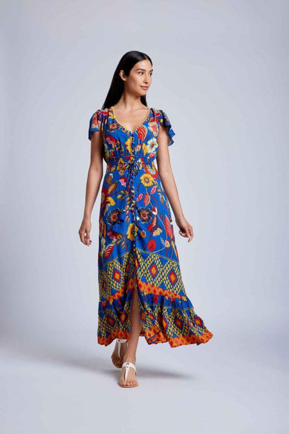 ABITO DONNA  BLU VI24-028 MULTICOLOR VACANZE ITALIANE 