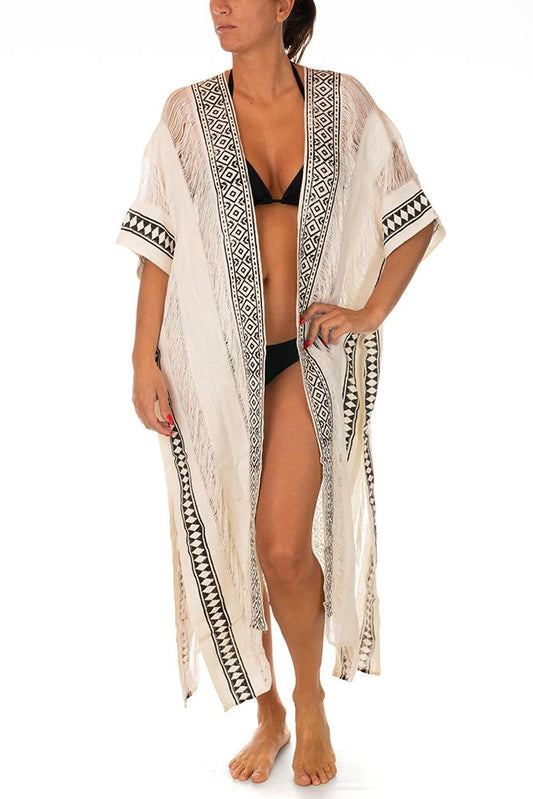 KAFTANO DONNA  BEIGE BIANCO KI566 BLACK PAHIESA 