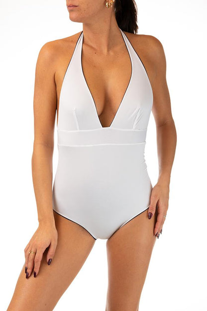 INTERO Donna FISICO senza Imbottitura  slip brasiliana Blu/bianco