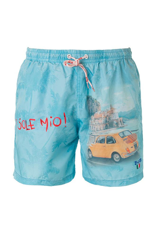 BOXER Uomo BOB con elastico  CORTO Azzurro