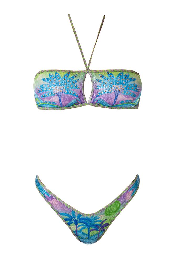 BIKINI Donna PIN UP FASCIA  slip brasiliana Lilla