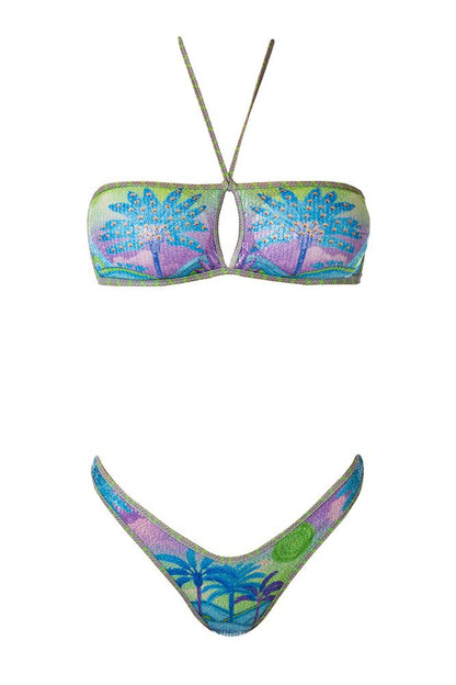 BIKINI Donna PIN UP FASCIA  slip brasiliana Lilla