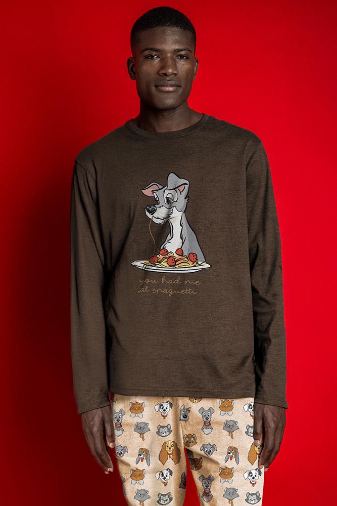 PIGIAMA UOMO CIOCCOLATO PEANUTS 63906 LOVE DINNER PEANUTS 