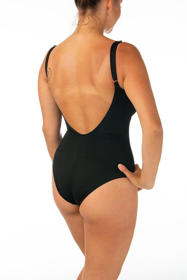 INTERO Donna BE BEACH con ferretto  slip coprente Nero/verde