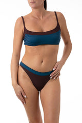 BIKINI BRASSIERE DONNA  BLU FR18BB FS05BB BLU/CIOCCOLATO FISICO 