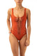 INTERO Donna PIN UP senza Imbottitura  slip brasiliana Arancio